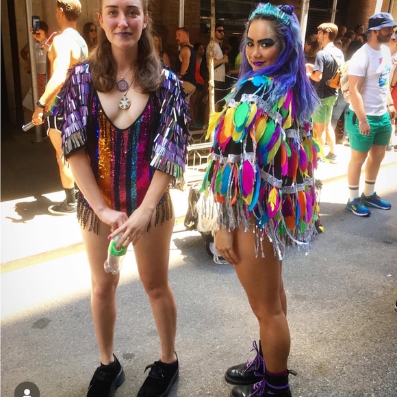 Topshop Multicolor Feather Sequin Cape - Picture 6 of 11